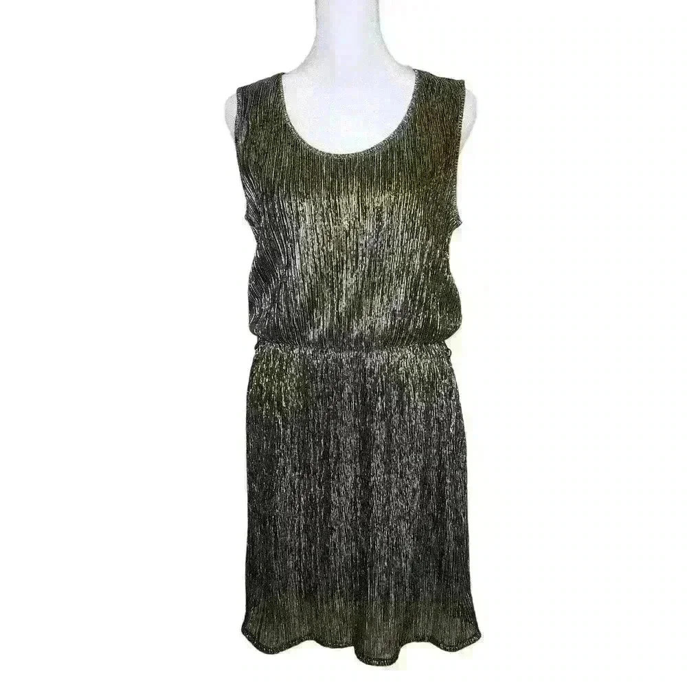 Rock & Republic women's metallic sleeveless knee length dress size small
